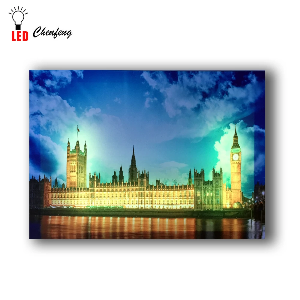 Вспышка Led холст печать Биг Бена и дом здания стены картина дистанционного