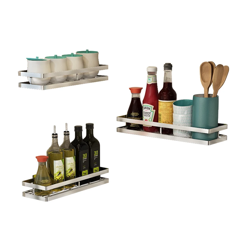 Кухонная полка для приправ настенная без перфорации вешалка хранения масла соли