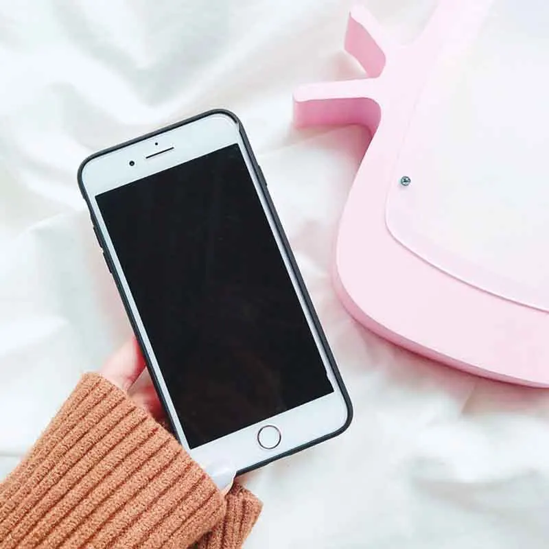 Модный Лазерный розовый черный чехол для телефона с сердечками iPhone X 7 Plus 6 6S 6Plus 8