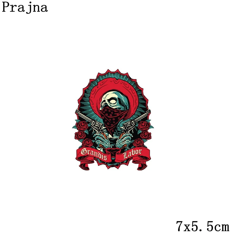 Кофе Prajna Grim Reaper череп теплопередача патч для одежды фильм ужасов куртка мотоцикл рок стиль наклейка для футболки мужские - Цвет: Кофе