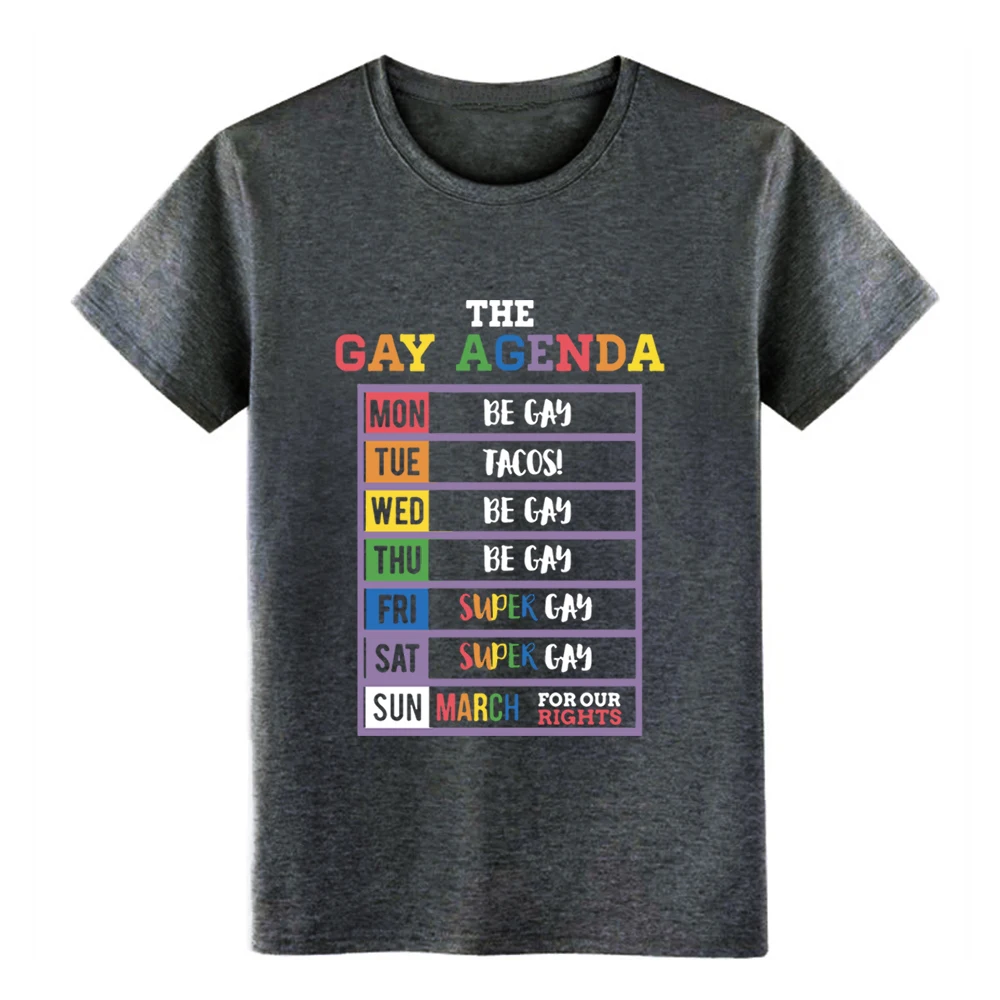 Мужская футболка с короткими рукавами и принтом gay agenda mon be tue tacos wed thu S-3xl | одежда