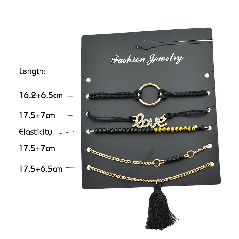 Joywish 5 шт./компл. Черный Веревка Золото Цвет цепи с кисточкой Черное золото Бусины