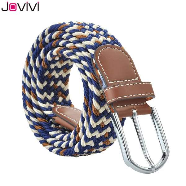Jovivi последний стиль 1 шт. повседневные мужские и женские тканевые Плетеный растягивающийся ремень с пряжкой эластичный пояс для гольфа подарок на день рождения - Цвет: 1x Mix Color8 105cm