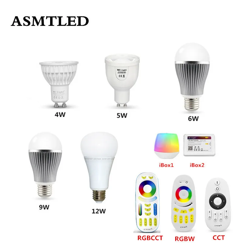 

Mi.light 2.4G 4W 5W 6W 9W 12W Led Bulb,GU10 E27 Led Lamp Smart Wireless CCT RGBW RGBWW RGB+CCT Led Lights Wireless Smart Remote