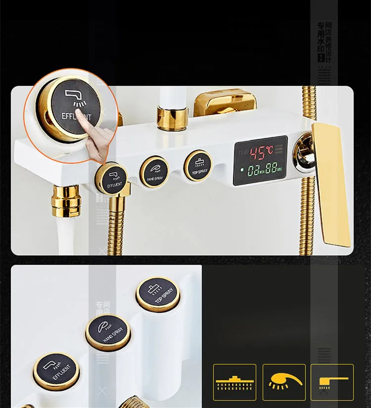 Смеситель для душа из латуни золотистый и белый цвета|Душевая система| |