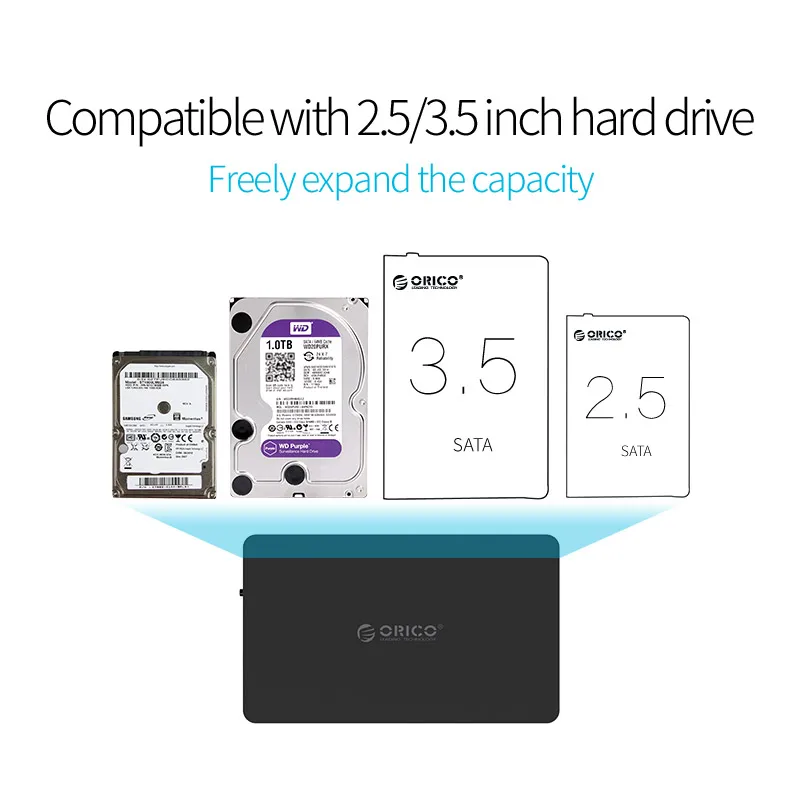 Orico 3 5/2 5 дюймов Чехол для жесткого диска Type C корпус USB3.1 Gen2 To SATA3.0 инструмент