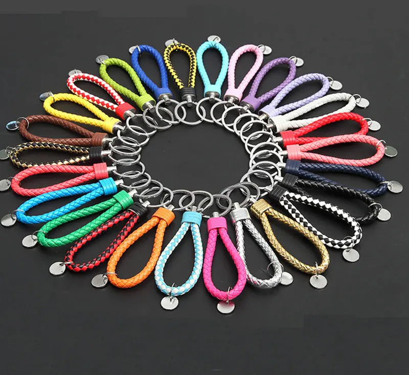 mixed 40colors EUBFree, 60 шт., 40 цветов, брелки, плетеная кожаная веревка, ручной работы, тканые брелки, кожаный брелок, кольцо, держатель для автомобильных брелков - Цвет: mixed 40colors