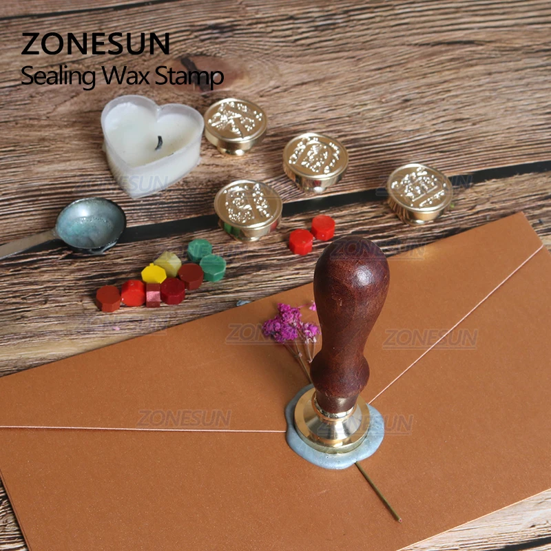 ZONESUN благословение фраза печать штамп с деревянной ручкой для упаковки подарков