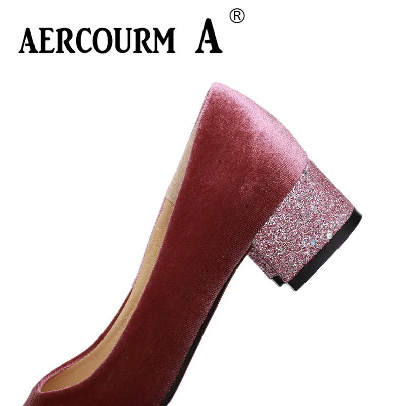 Туфли-лодочки Aercourm A женские на низком каблуке из флока туфли-лодочки с