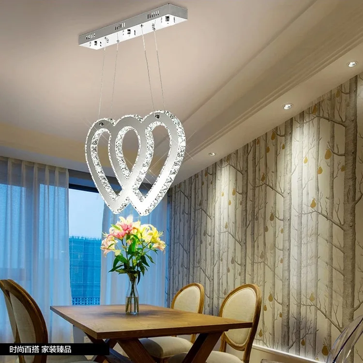 Double heart-shaped Creative led crystal chandelier modern minimalist living room den restaurant lights hanging | Лампы и освещение