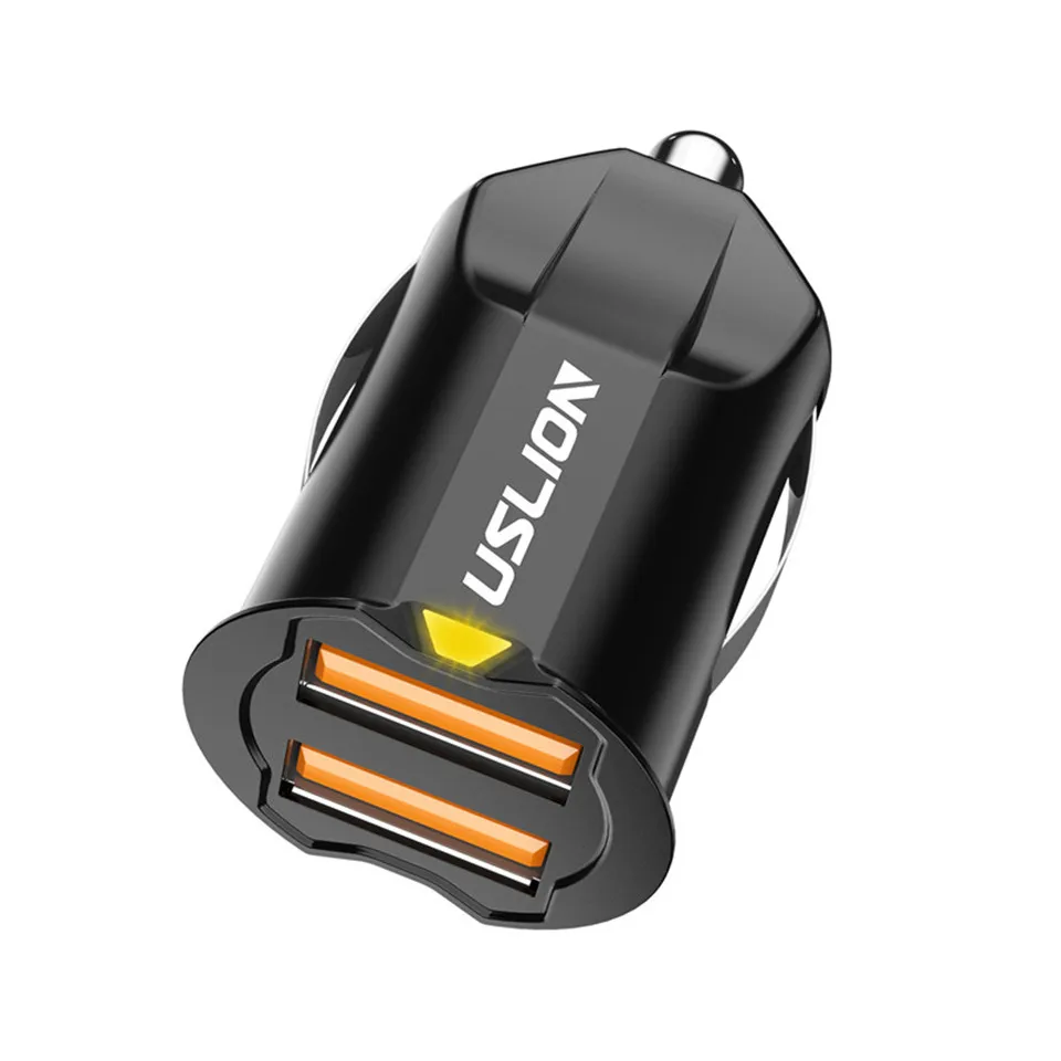 USLION Mini Dual USB Автомобильное зарядное устройство 2 порта прикуриватель 12 В 2.1A быстрое автомобильное зарядное устройство адаптер питания для мобильного телефона планшета gps