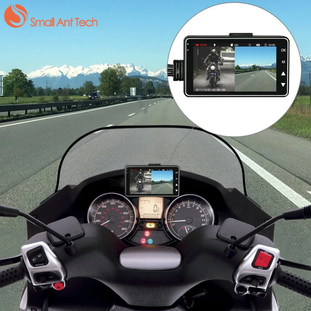 Smallanttech DVR мотоцикл тире Камера Мини Full HD 720 P Водонепроницаемый двойной S-Video 3