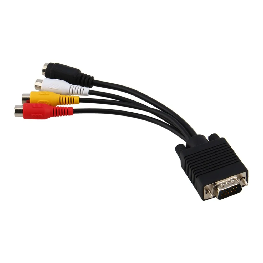 Композитный Переходник VGA в S Video 3 RCA Female адаптер AV TV Out кабель для ПК ноутбука