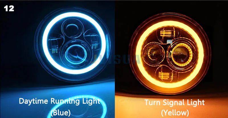 Blue and Yellow 7 ''круглый с Halo светодиодный головной светильник H4 Высокий Низкий 6000K 7 дюймовый светодиодный светильник для Jeep Lada Niva Toyota UAZ 4x4 внедорожный - Цвет: Blue and Yellow