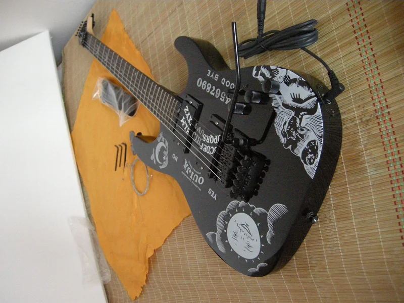 Пользовательский магазин электронная гитара KH 2 ouija черная KSG kirk hammett с надписью