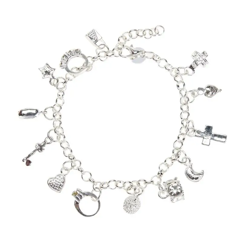 Bracelet for Women Cross Heart Lock Pendant Femme Chic bracelets &amp bangles Silver Color pulseira feminina Jewelry New | Украшения и