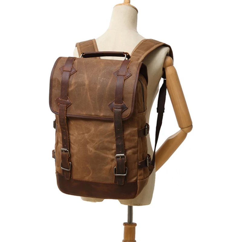 

Famous Brand Vintage Women Canvas Leather Backpacks Classic Men Big Backpack for Teens Laptop Bag Casual School Shoulder Bags