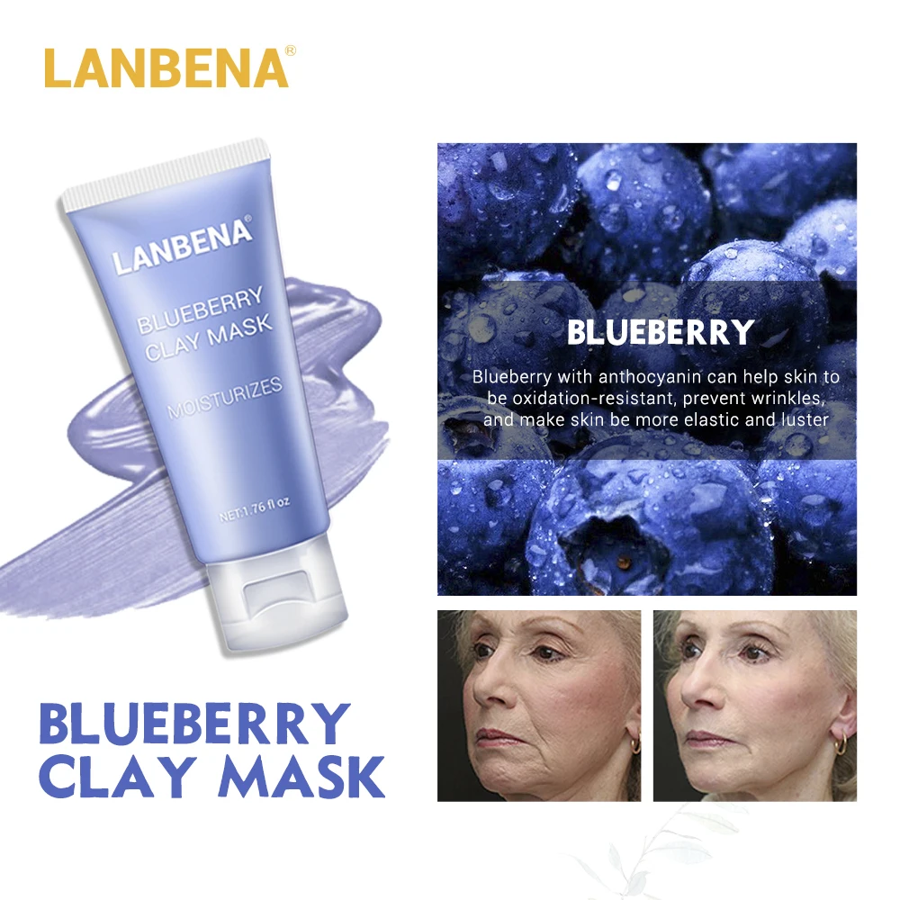LANBENA Mung Bean Clay маска для лица + Роза бамбуковый уголь черника Глубокая чистка