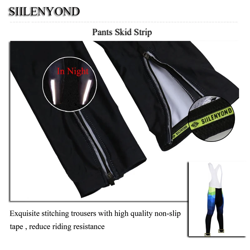 

Siilenyond 2019 Winter Thermal Cycling Bib Pants Keep Warm Mountain Bike Cycling Trousers With 3D Anti Slip Gel Padded For Men