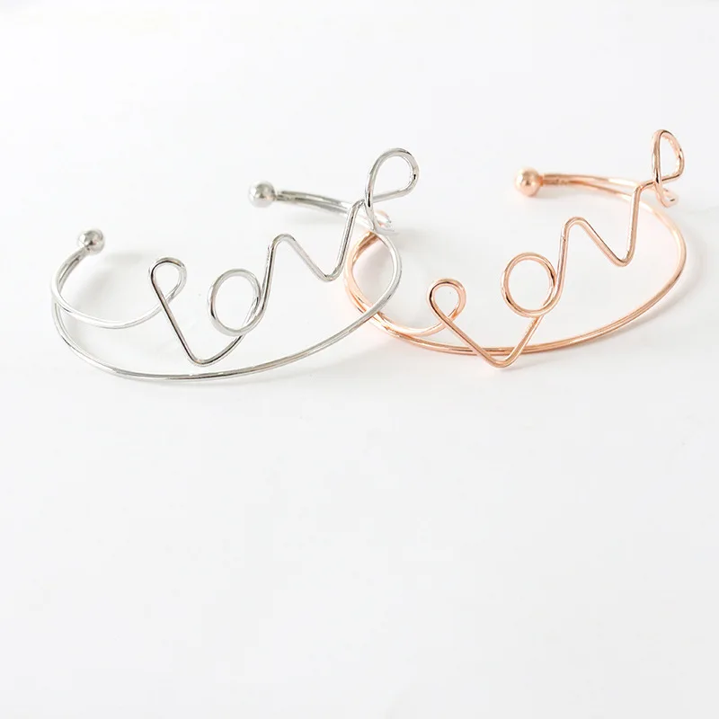 

Simple geometric LOVE letter hollow bracelet female couple rose charm exquisite bracelet jewelry found