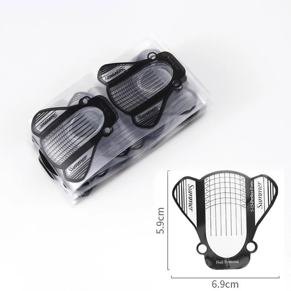 50Pcs/bag French Nail Form Tips Nail Art Form Acrylic Tip Gel Nails Sticker Extension Curl Form For Nail Polish Guide New Design - Цвет: 2