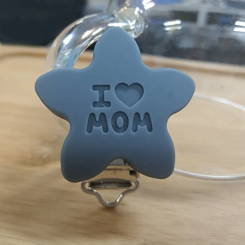 Серый DIY силиконовые соски зажимы круглая пентаграмма Прорезыватель зубов аксессуары пустышка для младенца держатель цепи ниппель для клипа застежки - Цвет: Серый