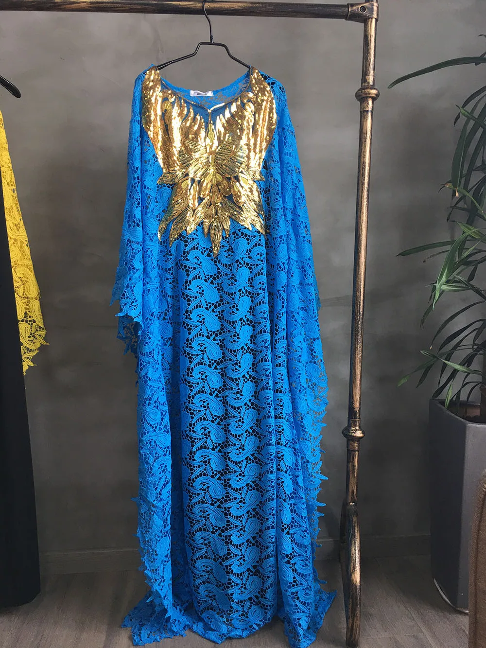

2021 Lace Dress Super Size African Dresses For Women Lacework Summer Dress Transparent Maxi Vestidos Sequin Solid Mujer