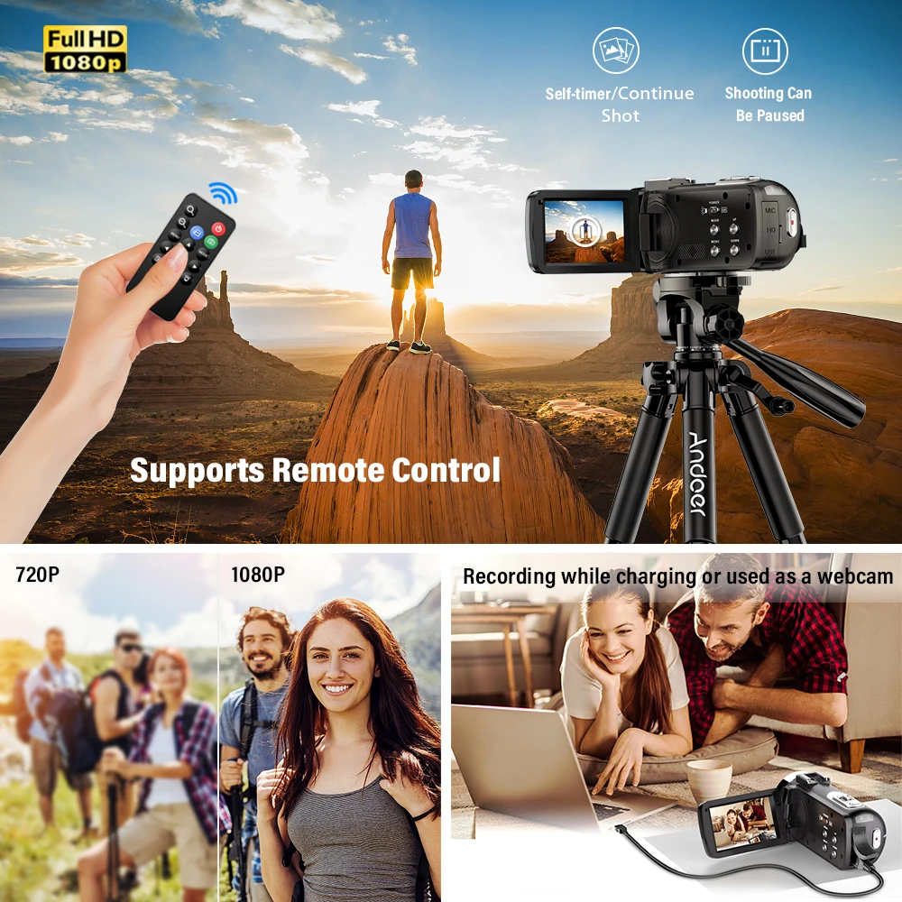 Andoer FHD 1080P Портативная инфракрасная камера с ночным видением вращающаяся на 3 0