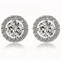 pinifrst stud earrings for women white cz jewelry aaa zircon round boucle