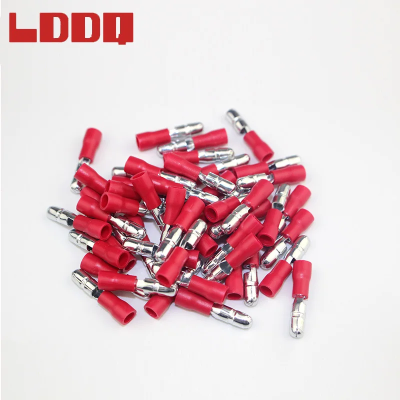 LDDQ 100 шт. красные пули стыковые обжимные клеммы штекер изолированный провод