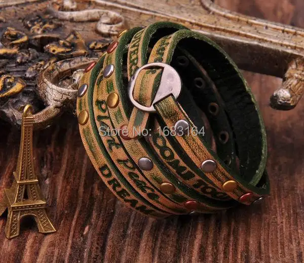 Винтажные кожаные мужские шарфы 5 шт. зеленого цвета наручный браслет