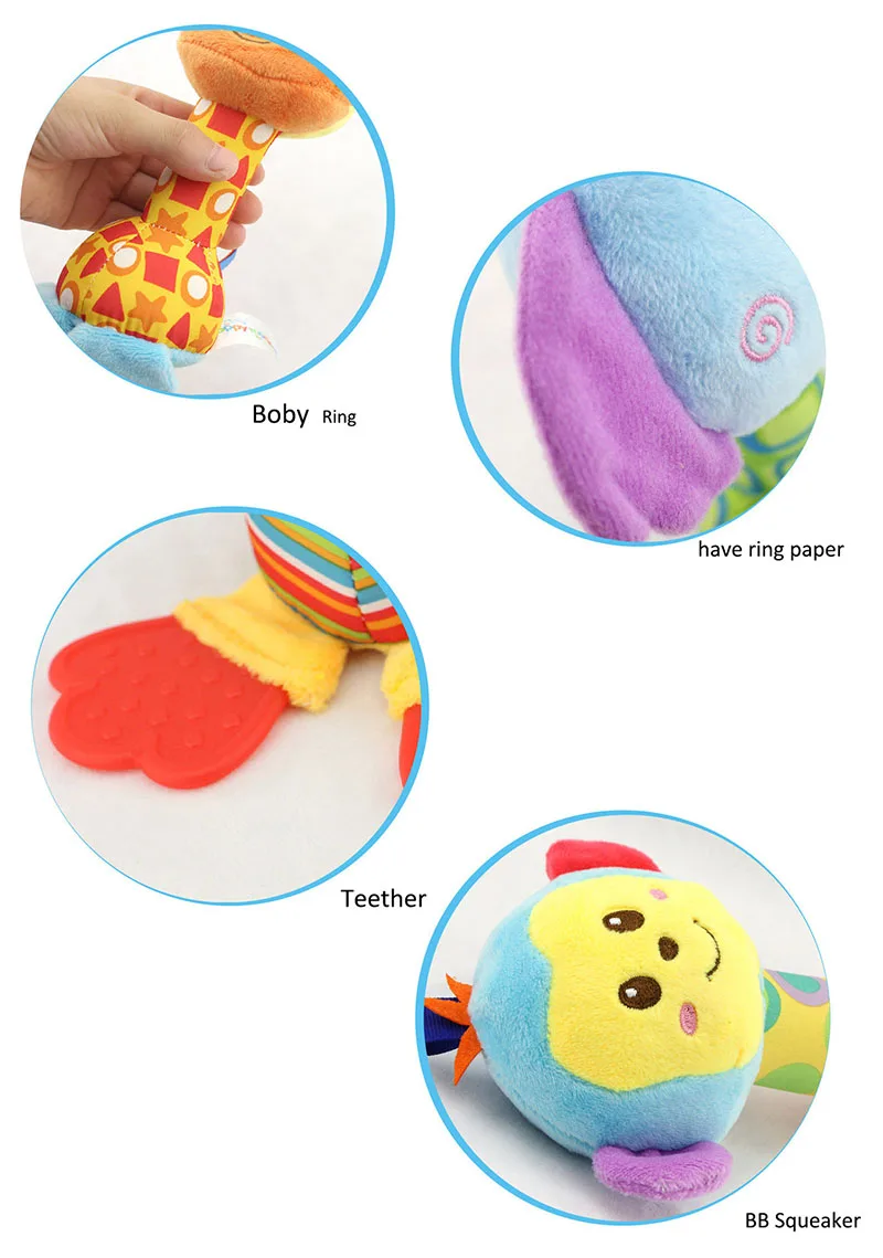 Baby Rattles Giraffe Hand Holding Rattan Bar With Sticky Rubber BB 0-2 year old Toys Short Plush for children | Игрушки и хобби