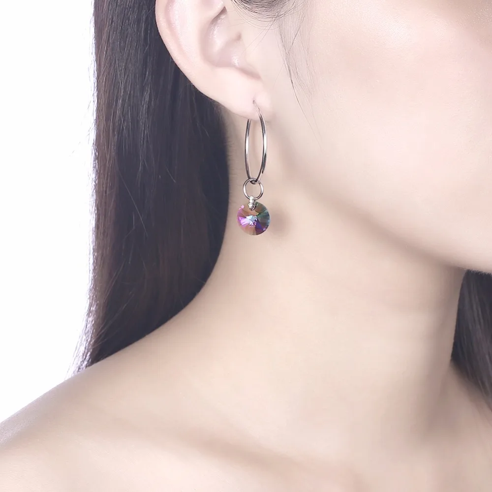 Женские серебряные сережки с кристаллами Swarovski ювелирные украшения из