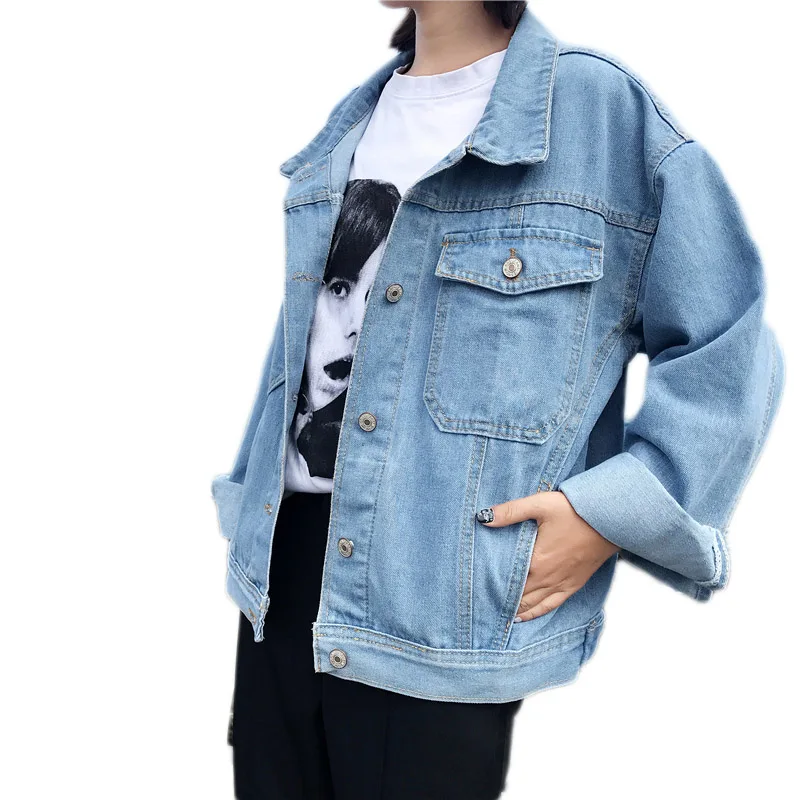 Куртка женская джинсовая свободного покроя повседневная верхняя одежда из