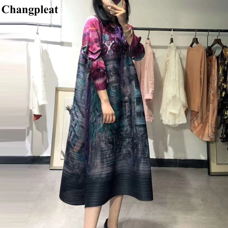 Changpleat 2019 сезон: весна–лето новые принтованные платья Miyak зимняя обувь со