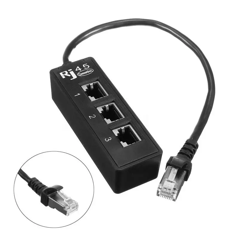 AAAJ-RJ45 Мужской до 3 RJ45 женский порт Сетевой удлинитель Кабель Сплиттер LAN Ethernet