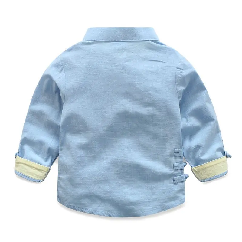 Рубашка для мальчиков хлопковая Детская рубашка с воротником Мандарин одежда в