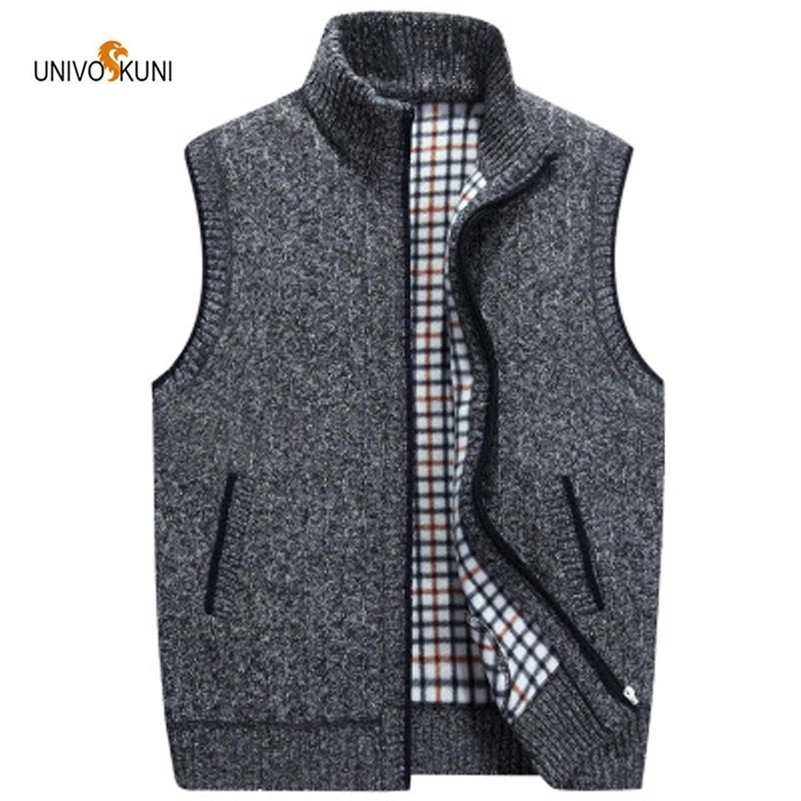 

UNIVOS KUNI 2019, однотонный бархатный теплый кардиган, мужское пальто, мужской плотный Повседневный Трикотажный жилет, высококачественный WYR34