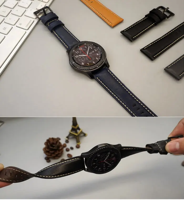 Кожаный ремешок для часов 22 мм для samsung Galaxy Watch 46mm Шестерни S3 наручный ремешок для часов классический ремешок для часов для huawei GT часы Amazfit 2