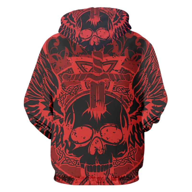 CJLM Men Hoodies 2018 Harajuku Spring Regular Loose Thin Pullovers 3d Print Red Skull Hoodie Sweatshirt Leisure Sportwear Coats | Мужская