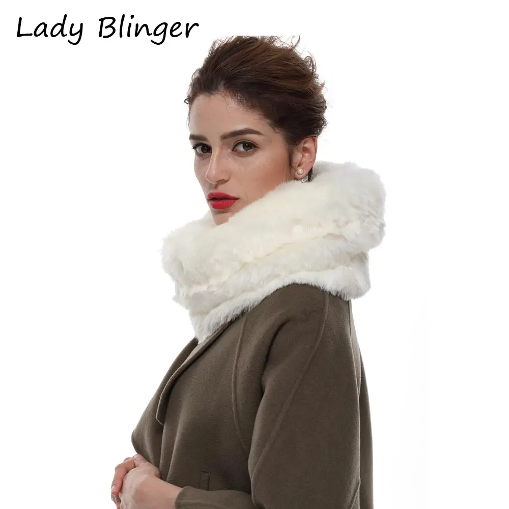 Женский шарф из искусственного кроличьего меха Blinger белый бесконечности