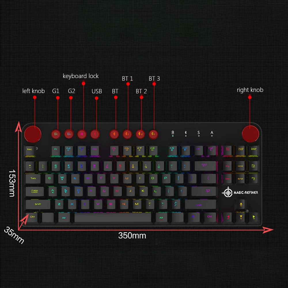 Механическая игровая клавиатура MAGIC REFINER MK11 проводная USB и беспроводная BT 3 0 RGB с