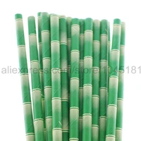 2000pcs green bamboo paper straws panda theme safari themed birthday party supplies disposable drinking straws