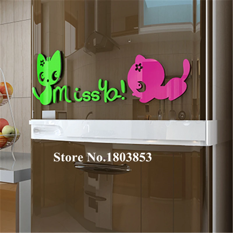 Ручная работа сделай сам стерео кошка Miss cat акриловые кристаллы 3d наклейки на