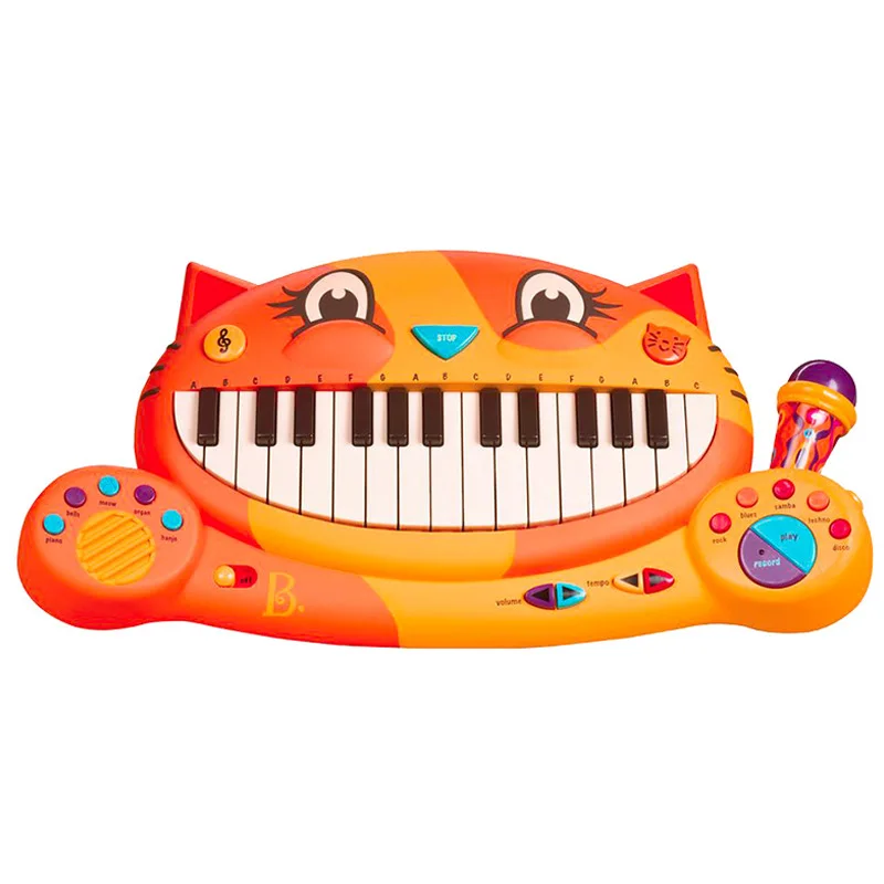 Американский B. Toys Bigmouth Кот пианино мультфильм Раннее Обучение клавиатура головоломка электронное пианино музыкальная игрушка