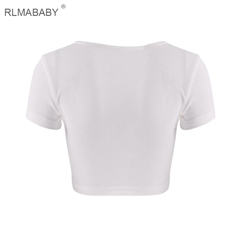 RLMABABY сексуальный повязку футболка с бантом Для женщин глубоким v образным