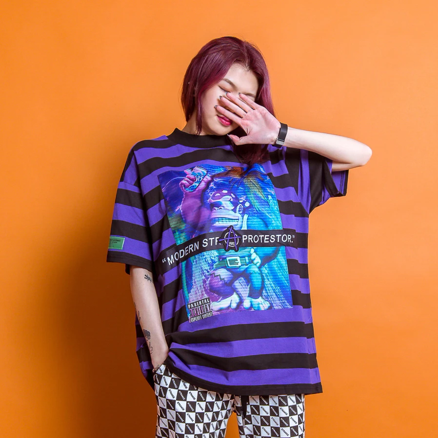 Длинный стиль BF gorilla буквы Стикеры с коротким рукавом Футболка для Chaobao девушки в