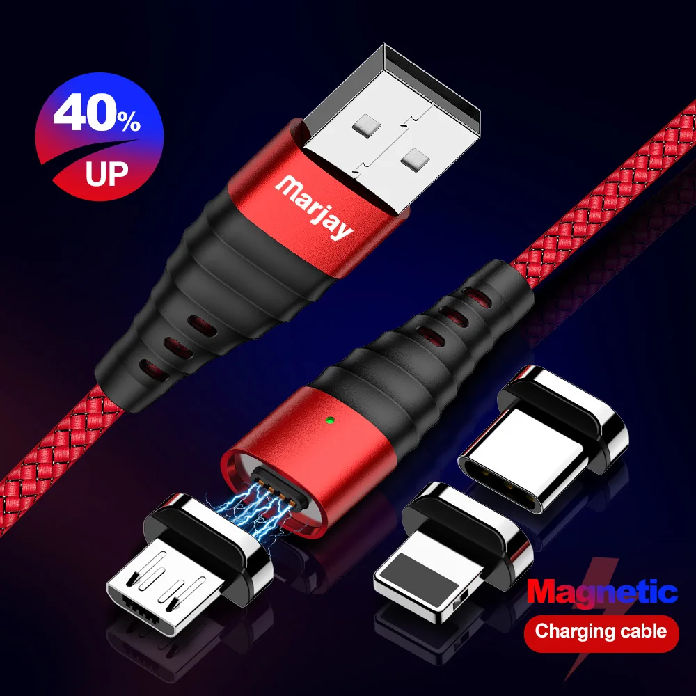 Магнитный usb-кабель Marjay для iphone X XR Xs Max 3A Quick Charger 3 0 магнитный кабель Micro USB Type-C Samsung