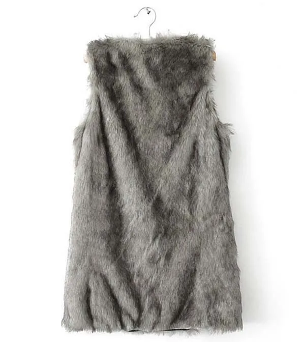 Женский зимний жилет из искусственного лисьего меха модный длинный без рукавов