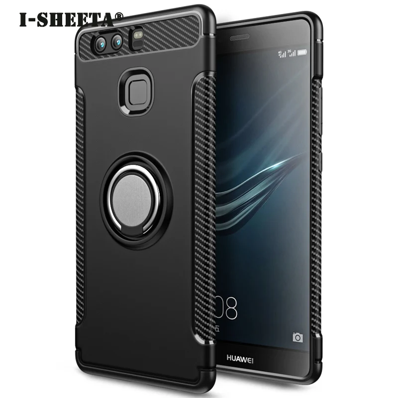 Гибридный чехол для Huawei P10 Lite 360 кольцевой магнитный держатель тонкий мягкий из